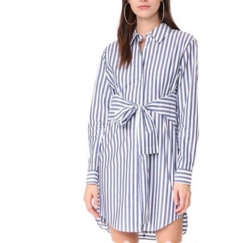 T Alexander Wang Blue/White Striped Shirt button down long sleeve shirt dress s2 - Picture 9 of 11